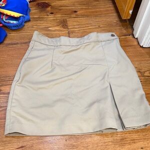 Beige Mini Skirt with Front Pleat